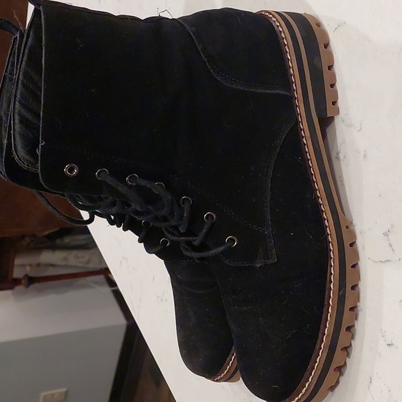 Womens black tie boots size 8 - Picture 1 of 5